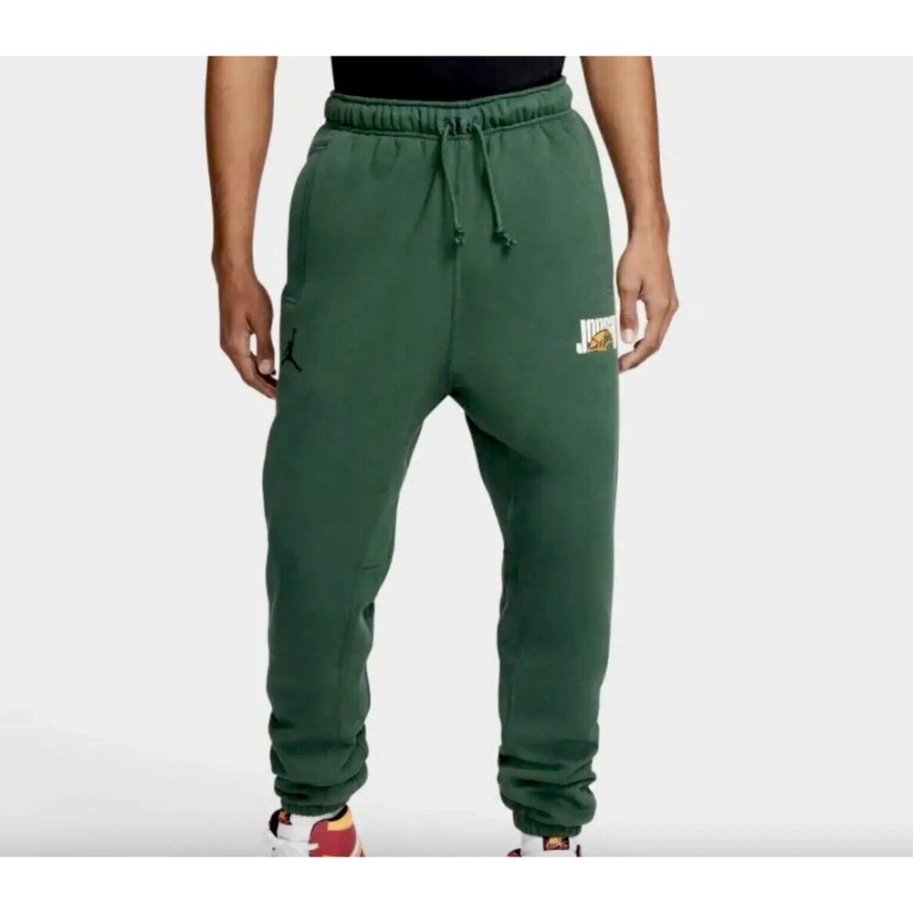 NIKE JORDAN MENS Green 82% cotton Fleece PANTS DV7760-333 Standar fit Sz L NEW